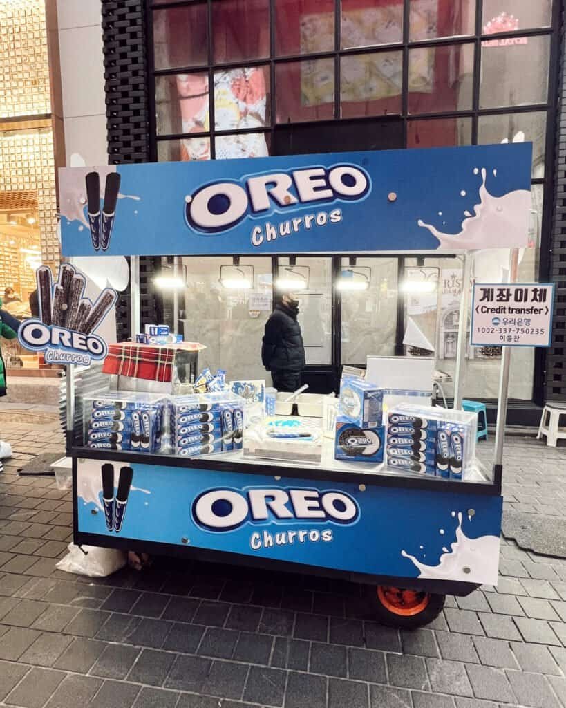 seoul myeongdong oreo street food cart solo female travel guide to seoul