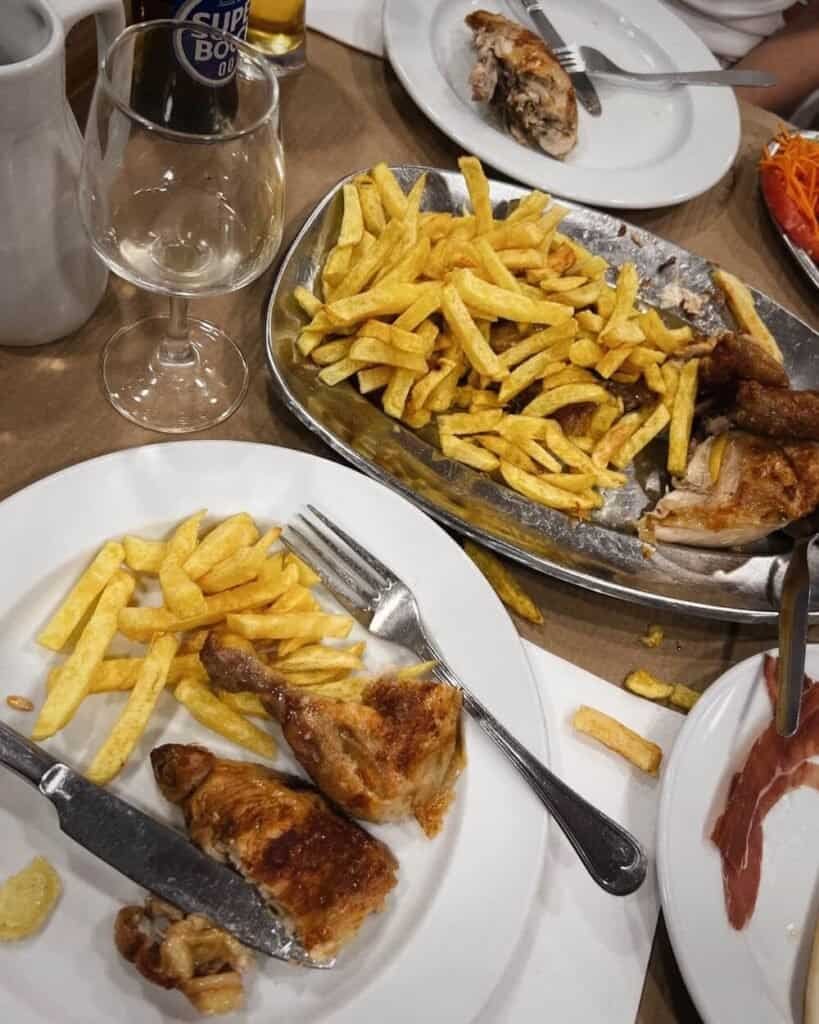 chicken dinner at pedro dos frangos in porto jetlag sarah solo female travel guide to portugal