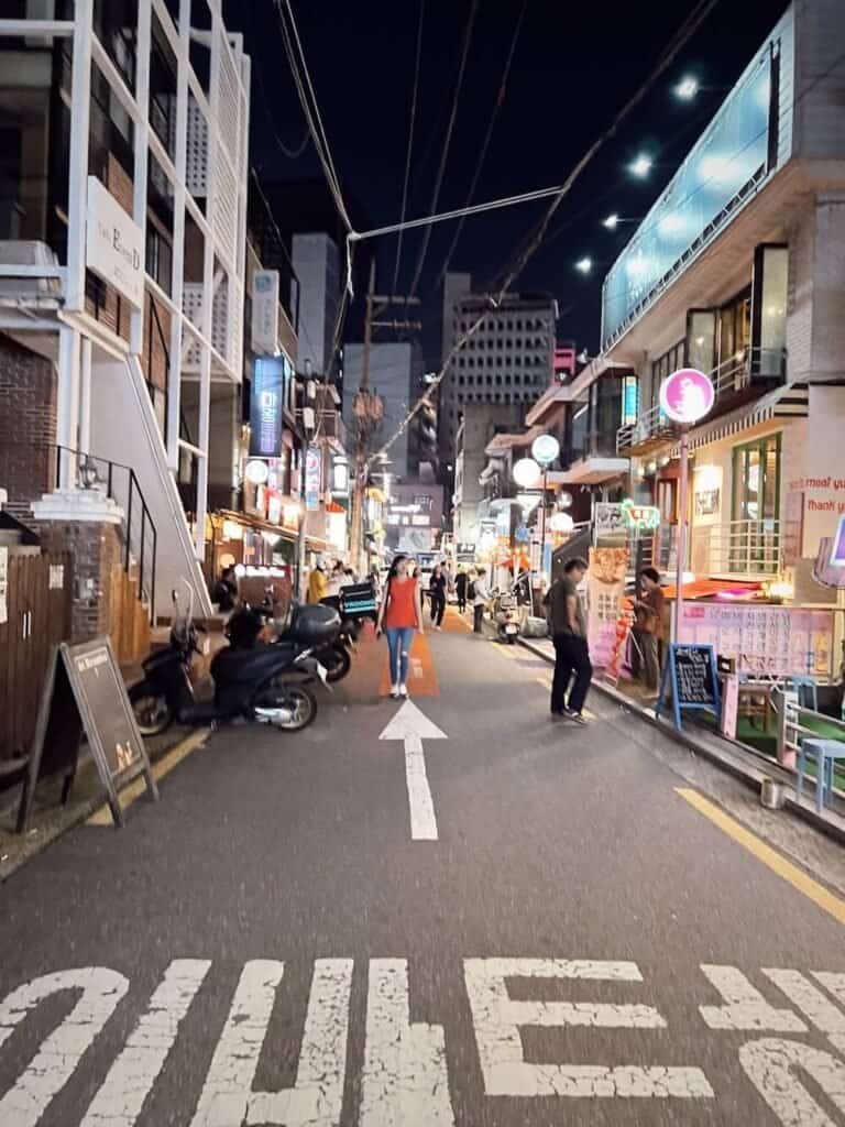 evening on the streets of hongdae in seoul